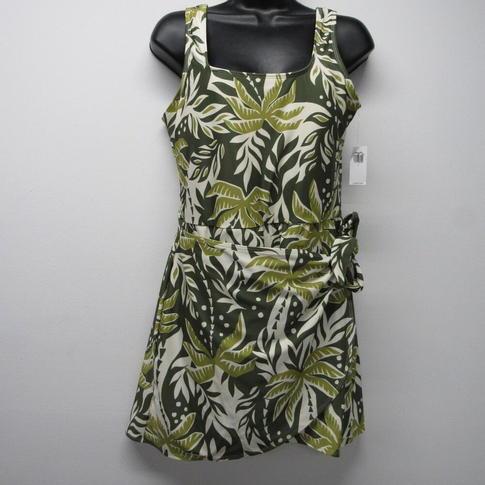 Old Navy Green and White Tropical One Piece Swimsuit